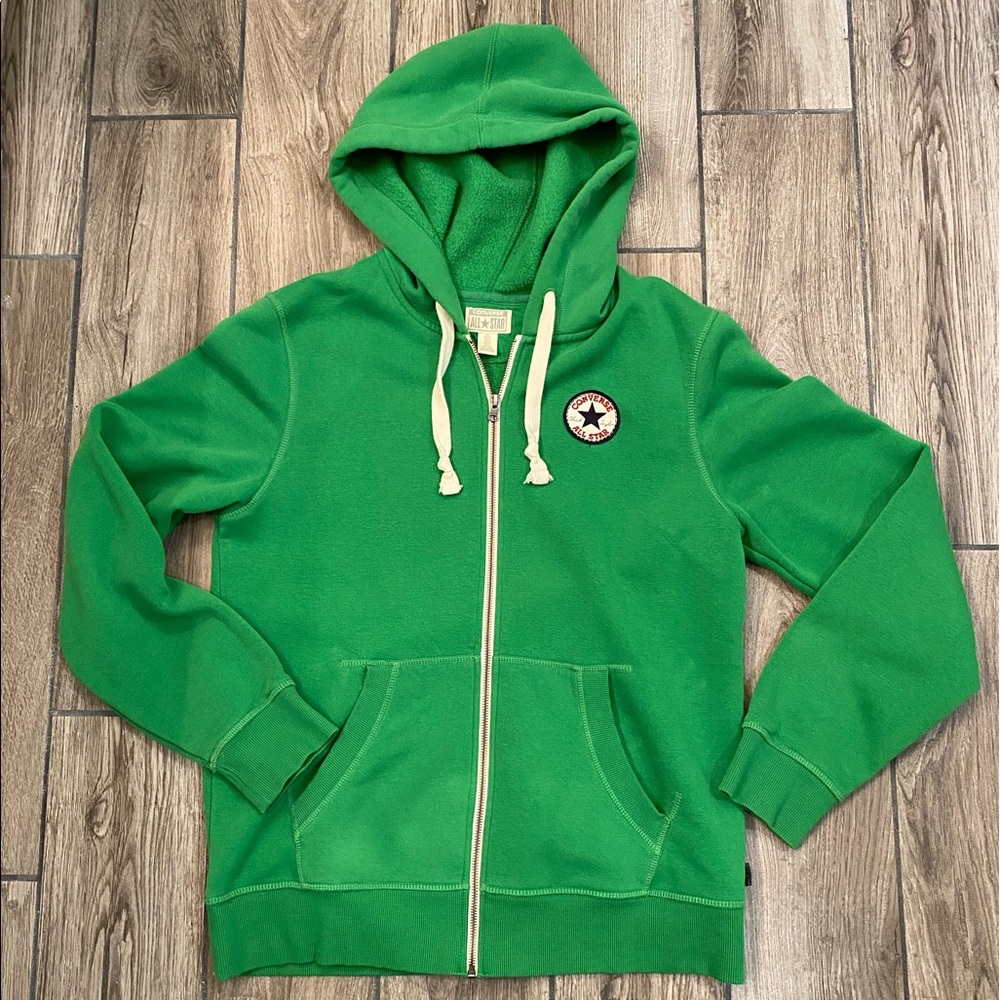 Converse all-star bright green💚unisex zip up hoodie. Kelly grass green hoodie